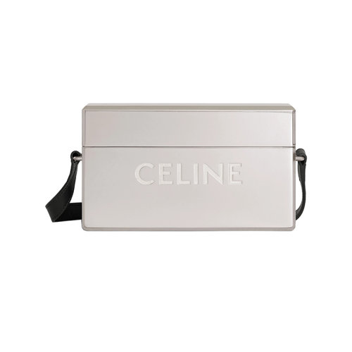 CELINE/赛琳 22新款 男士银色铝配小牛皮肩背斜挎金属盒子包111186EMB.38SI