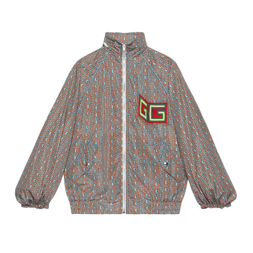 GUCCI/古驰 22年秋冬新款 Lovelight系列 女士灰色尼龙迷你方形老花印花夹克外套703383ZAKCO1142