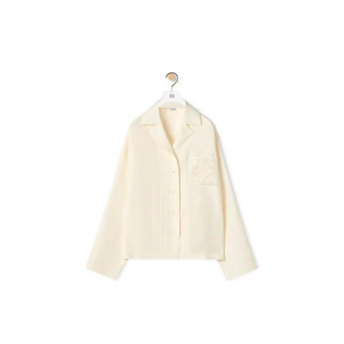  LOEWE罗意威 22年秋冬 女士 长袖衬衫 Anagram pyjama blouse in silk S359Y05X37-1930
