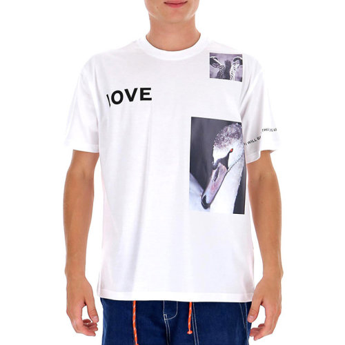 BURBERRY 博柏利 巴宝莉 男士 服装  圆领白色LOVE字母图案动物印花棉质短袖T恤 男士短袖T恤