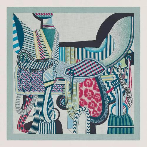  HERMES爱马仕 22年秋冬 女士 披肩 Chale 140 La Selle Imaginaire H243846S 07