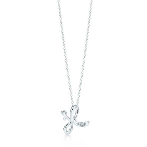 Tiffany & Co./蒂芙尼 Elsa Peretti系列 纯银镶嵌钻石X字母吊坠项链项链 26032237