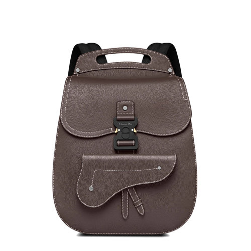 DIOR/迪奥 22春夏新款GALLOP系列 男士檀黑色粒面牛皮革缉面线装饰翻盖开合双肩背包1ADBA011YKK_H09M