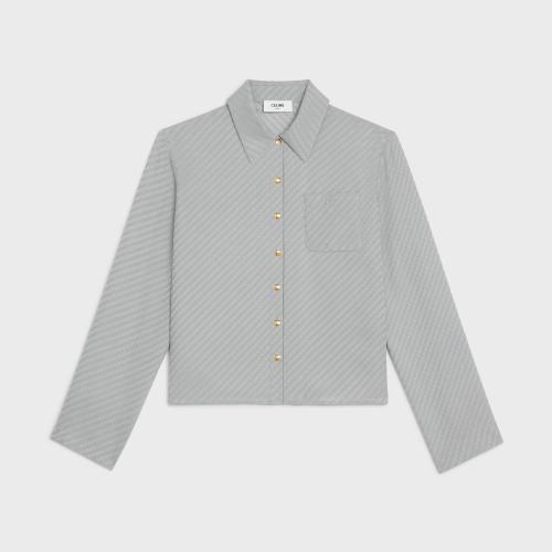  CELINE赛琳思琳 22年秋冬 女士 长袖衬衫 亮泽哑光桑蚕丝衬衫领衬衫 2B628130R.08GJ