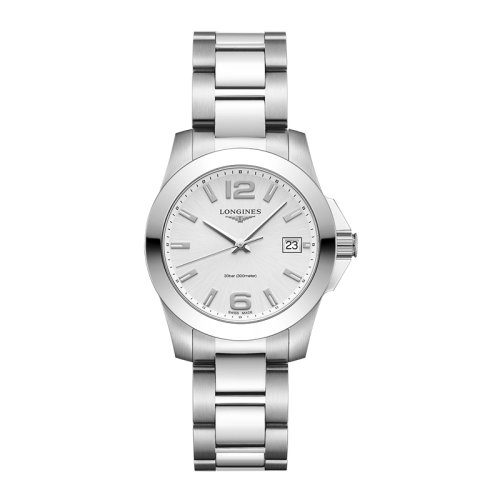 LONGINES/浪琴 康卡斯系列精钢石英机芯女士银色腕表34毫米L3.377.4.76.6