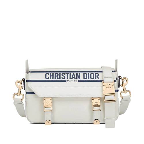 DIOR/迪奥 22春夏新款DIORCAMP系列 女士小号白色蓝色光滑牛皮革翻盖单肩斜挎信使包M1243ODDD_M933
