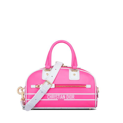 DIOR/迪奥 22新款DIOR VIBE系列 女士小号荧光粉牛皮革金扣肩背斜挎手提拉链包M6209OVWX_M956