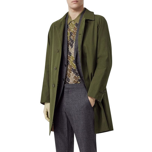 BURBERRY/博柏利 巴宝莉 军绿色 薄款 纯棉风衣 男士大衣 经典格内衬 男士外套 商务休闲男装
