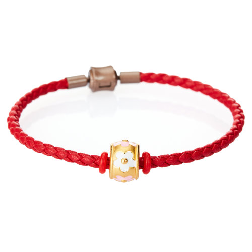 GJY/古金玥 花容月貌 3D硬金999足金 花型路路通黄金转运珠手链