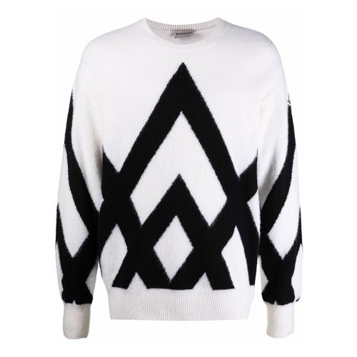  Moncler/蒙克莱 男士米白色羊毛针织衫/毛衣 9C00032-M1299-035 PLFSX