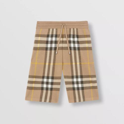  BURBERRY 22年秋冬 男士 格纹丝羊混纺提花短裤 80549181