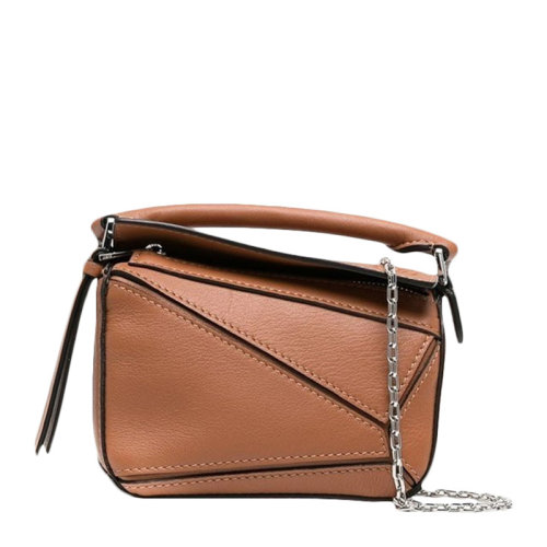 LOEWE/罗意威Puzzle系列超迷你女士纯色小牛皮革经典徽标压花几何造型拉链开合单肩包斜挎包手提包女包 A510U98X01 多色可选