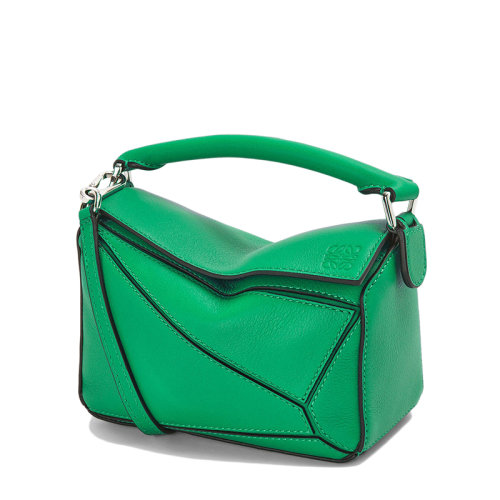 LOEWE/罗意威 Puzzle系列 女士迷你丛林绿色小牛皮斜挎单肩手提拼图包0010640464