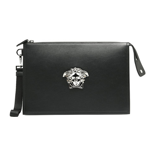 VERSACE/范思哲 美杜莎徽标牛皮革男士手挽手拿包DP87631DVT8ME