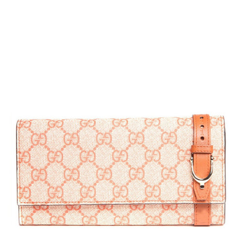 GUCCI/古驰 橙色帆布长款钱夹女士钱包