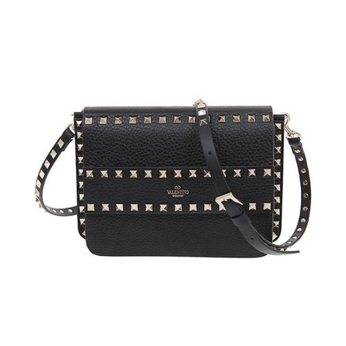  Valentino/华伦天奴 女士黑色皮革斜挎包 TW2B0E86 YRK 0NO PLSX