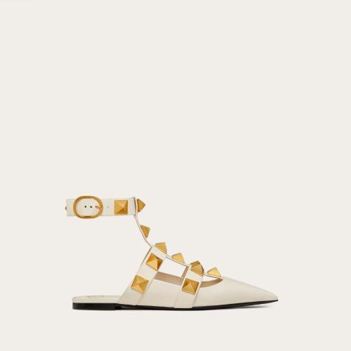  VALENTINO华伦天奴 22年秋冬 女士 平底凉鞋 BALLERINES ROMAN STUD EN CUIR DE VEAU XW2S0BY5