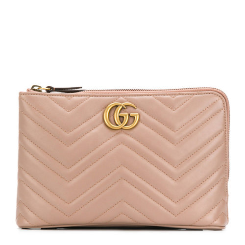 GUCCI/古驰 Marmont Clutch 女士真皮粉色手拿包498128-DSVRT-5909