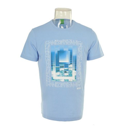 Hugo Boss 雨果博斯 男士 服装  印花短袖T恤浅蓝色棉 男士短袖T恤