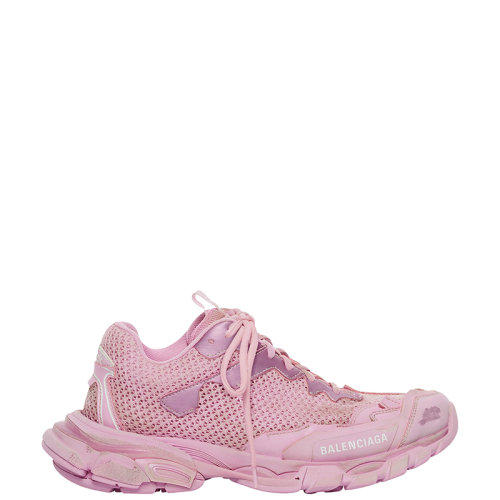 Balenciaga/巴黎世家 22年春夏新款 TRACK.3系列 女士粉红色网布尼龙做旧效果运动鞋700873W3RF15090