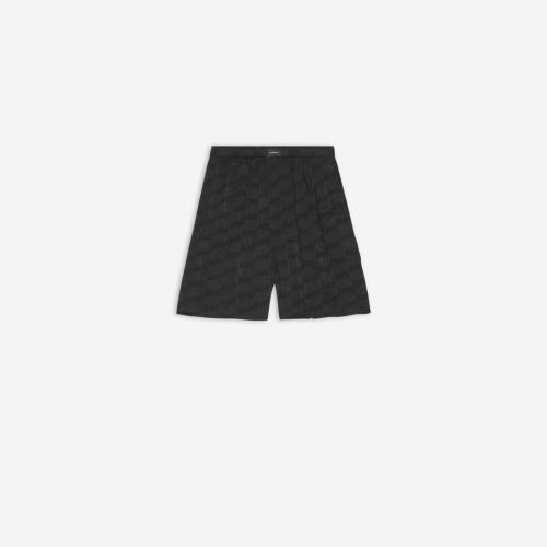  BALENCIAGA巴黎世家 22年秋冬 男士 短裤 Mens Bb Monogram Pyjama Shorts  in Black 672410TM