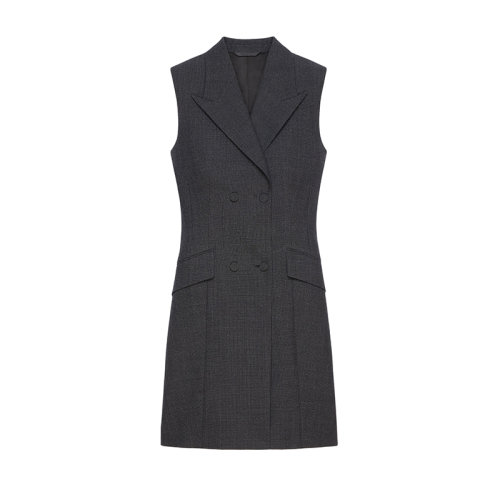 Givenchy/纪梵希 22年秋冬新款 女士麻灰色纯羊毛无袖西装连衣裙BW21F914HW-067