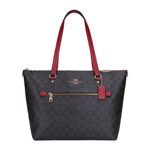 COACH/蔻驰 【奥莱款】女士PVC配皮经典双C字母徽标印花大号手提包单肩包通勤包托特包女包 F79609 多色可选