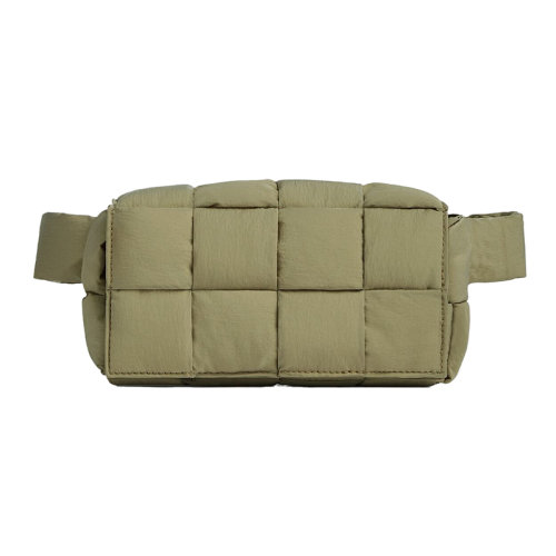 Bottega Veneta/葆蝶家 22新款 男士迷你橄榄绿尼龙翻盖磁扣开合腰包679763VBO802919