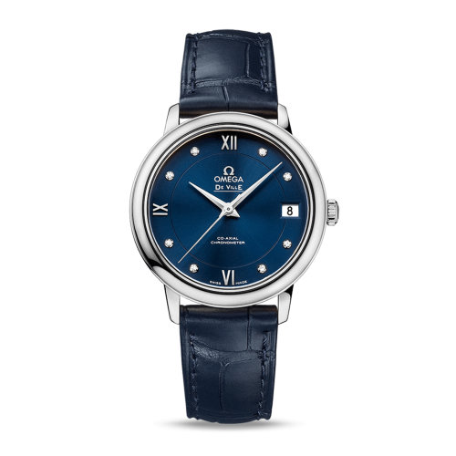 OMEGA/欧米茄 碟飞系列 典雅 同轴腕表 钻石刻度 精钢表壳 皮表带 自动机械 女士腕表 424.13.33.20.53.001