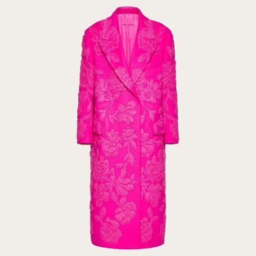  VALENTINO华伦天奴 22年秋冬 女士 大衣 MANTEAU EN COMPACT DRAP a BRODERIE FLORALE 1B0CA6C