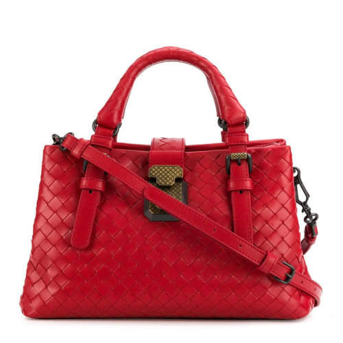 Bottega Veneta/葆蝶家 女士红色编织皮革手提包单肩包斜挎包女包 493994-VQ13B-6411