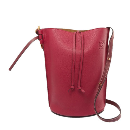  LOEWE/罗意威女士Gate系列小号酒红色水桶包斜挎包单肩包女包