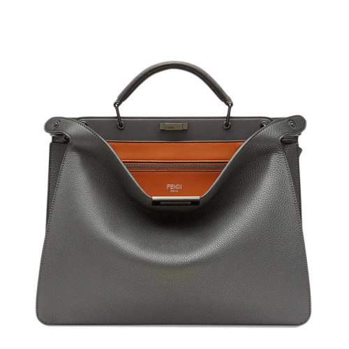 FENDI/芬迪 PEEKABOO ISEEU系列 中号灰色小牛皮酒红色衬里单肩斜挎手提包7VA529AFC3F1E2K