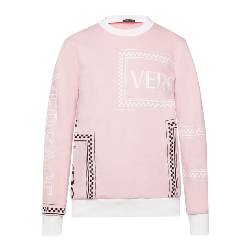 VERSACE/范思哲 女士粉色棉质经典字母徽标印花装饰罗圆领长袖上衣卫衣 A82271-A217878-A2242