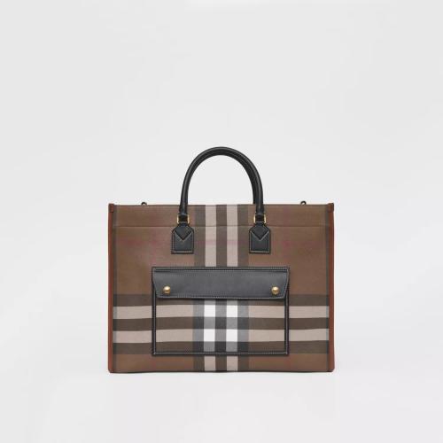  BURBERRY 22年秋冬 女士 Freya 中号格纹拼皮革芙蕾雅包 80523311