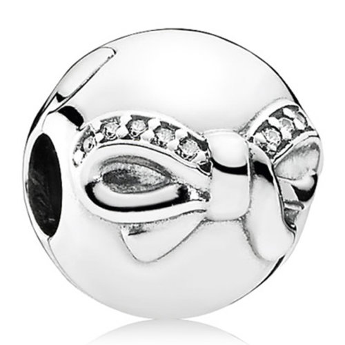 PANDORA/潘多拉 女士银色925银锆石蝴蝶结固定扣791777CZ