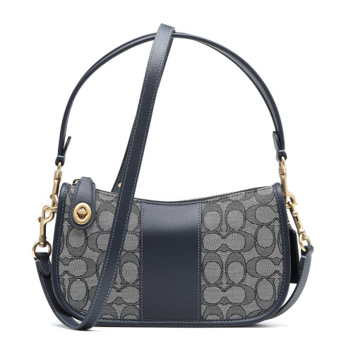 COACH/蔻驰21新品Originals系列经典提花织物SWINGER手袋牛皮革女士手提单肩包C0721