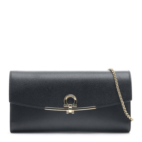 Salvatore Ferragamo/菲拉格慕 女士黑色皮质迷你单肩包斜挎包链条包女包 22-C941-0674023（99新未使用）