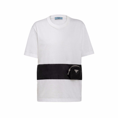 PRADA/普拉达  女装女士白色棉质时尚百搭带小包短袖T恤  135684-1XBH-F0964