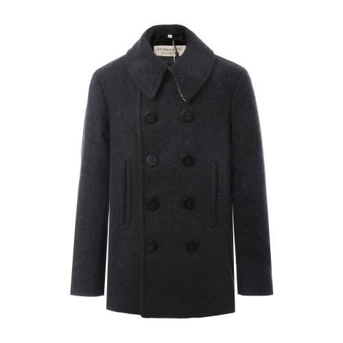 深灰色翻领双排扣商务休闲羊毛大衣 BURBERRY/博柏利  巴宝莉 男装 男士大衣 外套瑕疵特卖（陈列痕迹，不影响使用）