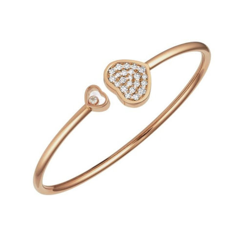 Chopard/萧邦 HAPPY HEARTS 女士18K金镶钻快乐的心手镯（2色可选）