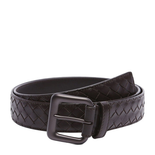 Bottega Veneta/葆蝶家 BV 男士牛皮编织针扣腰带深棕色商务休闲针扣式男款皮带 271932-V4650-2040