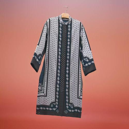 HERMES爱马仕 22年秋冬 女士 连体衣 Robe chemise ceinturee imprime ??Harnais de Cour Ba