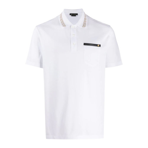 VERSACE/范思哲 男士白色棉质翻领上衣短袖T恤POLO衫 A80483-A223004-A93A