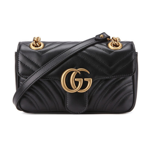 秋冬GUCCI/古驰 女士黑色皮质单肩包 446744DTDIT1000