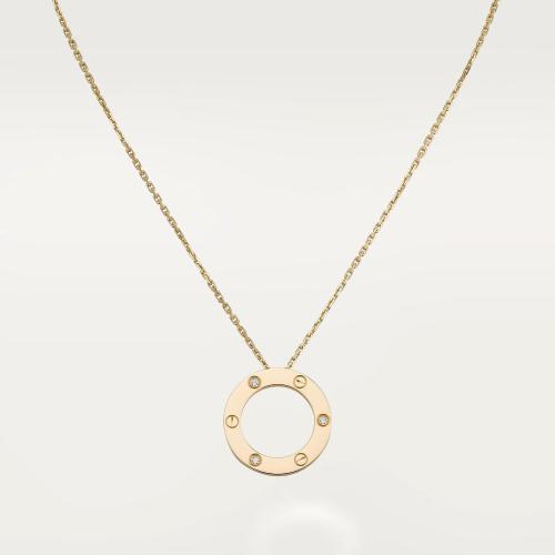  CARTIER 22年秋冬 女士 项链 LOVE项链，镶嵌3颗钻石 18K黄金
