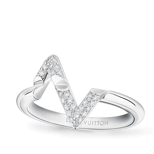 Louis Vuitton/路易威登 22春夏新款Volt系列 18K金白金徽标字母组合造型镶嵌钻石戒指Q9Q31D