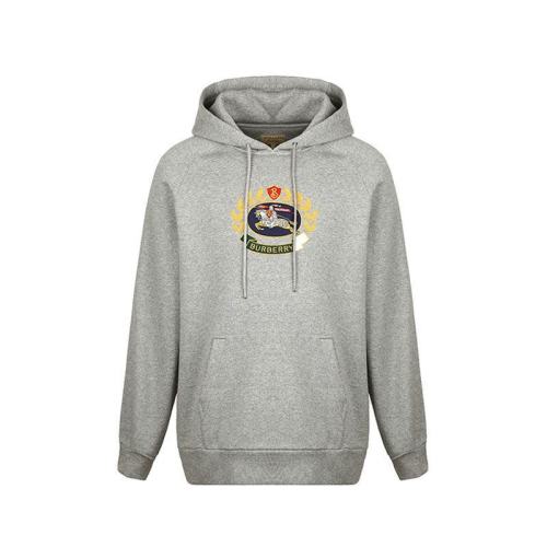  BURBERRY/博柏利 麻灰色棉质质混纺典藏绣标连帽卫衣 80030151