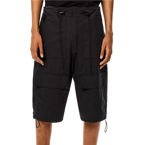 LOEWE/罗意威 22年秋冬新款 男士黑色纯棉粗布工装百慕大短裤H664Y04W17-1100