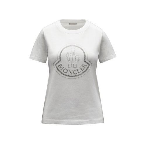Moncler/蒙克莱 22年秋冬新款 女士蛋壳白色纯棉水钻状徽标短袖T恤H20938C00016829FB033